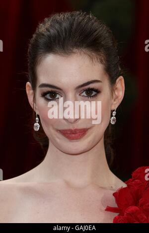 The 80th Academy Awards - Arrivals - Los Angeles. Anne Hathaway arrives for the 80th Academy Awards (Oscars) at the Kodak Theatre, Los Angeles. Stock Photo