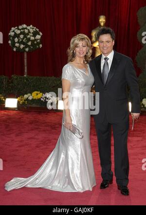 Donny Osmond and wife Debbie arrives for the 80th Academy Awards (Oscars) at the Kodak Theatre, Los Angeles. Stock Photo