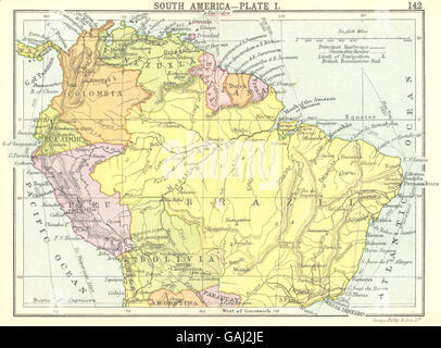 SOUTH AMERICA: South America-Plate I; Small map, 1912 Stock Photo