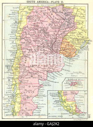 SOUTH AMERICA: Plate II Inset Maps of Falkland Tierra del Fuego Small map 1912 Stock Photo