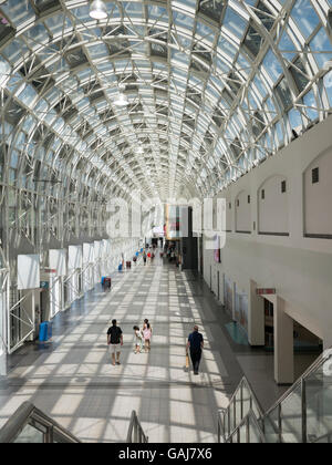 Union Pearson Express Terminal concourse connecting skywalk, Toronto, Canada. Stock Photo