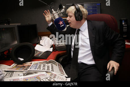 Boris Johnson on Virgin Radio Stock Photo