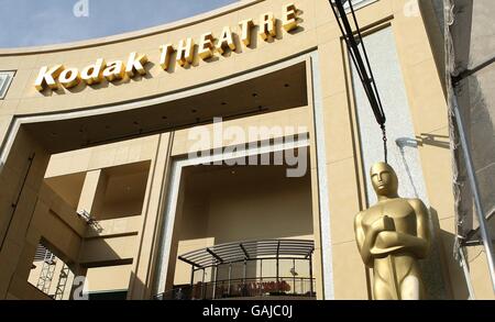 Preparations begin for the 80th Oscar ceremony held at the Kodak Theatre in Los Angeles. Stock Photo