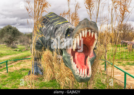 Athens, Greece 17 January 2016. T-rex portrait at the dinosaur park in Greece. Stock Photo