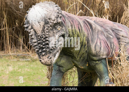 Athens, Greece 17 January 2016. Prehistoric dinosaur model at the park of dinosaurs in Greece. Stock Photo