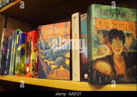 Several of the 550 first edition, uncorrected proof copies of the Harry Potter books, in over 67 different languages, which go on sale at Bloomsbury Auctions on the 28 and 29 February 2008, at the Bloomsbury Auction House in central London. Stock Photo