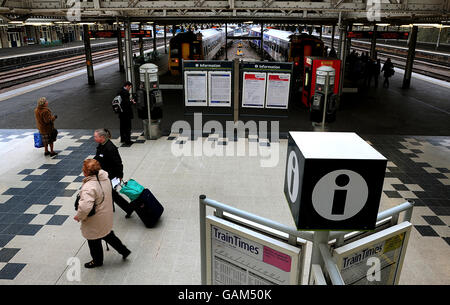 Travel - Sheffield Train Station Feature. General view of Sheffield Train Station. Stock Photo