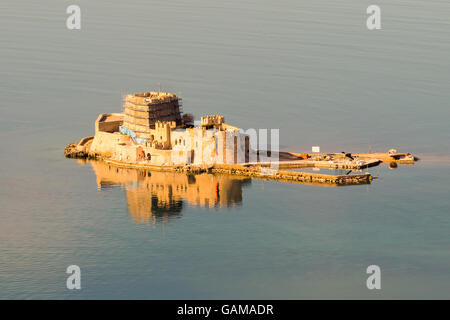 Bourtzi castle reflection at Nafplio in Greece. Stock Photo