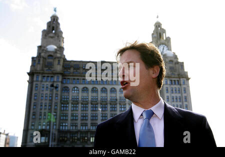 Nick Clegg, leader of the Liberal Democrats arrives in Liverpool for the party's Spring Conference. Stock Photo