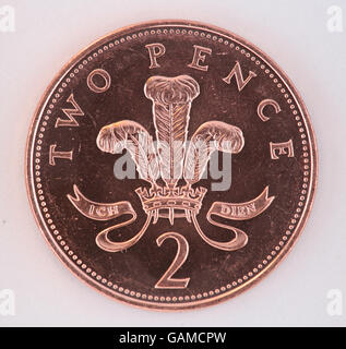 Coins. A two pence coin. Stock Photo