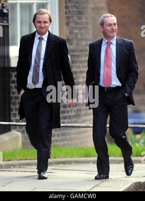 Cabinet ministers James Purnell (left) and Alan Hutton arrive for a Cabinet meeting at 10 Downing Street ahead of the budget announcement. Stock Photo