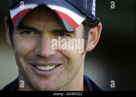 England's James Anderson during practice at Nelson Park, Napier, New Zealand. Stock Photo