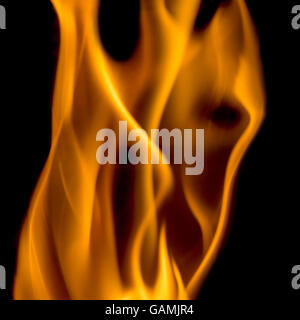 Fire flames on black background. Stock Photo
