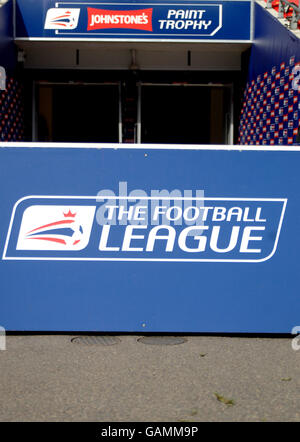 Soccer - Johnstone's Paint Trophy Final - Milton Keynes Dons v Grimsby Town - Wembley Stadium. general view of a Football League table at the entrance to the tunnel at Wembley Stock Photo