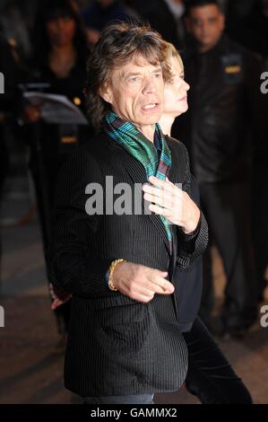 Mick Jagger of The Rolling Stones arrives for the UK Film Premiere of Shine a Light at the Odeon West End Cinema, Leicester Square, London. Stock Photo