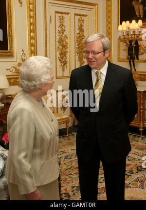 Britian's Queen Elizabeth II meets Australian Prime Minister Kevin Rudd at Windsor Castle, Windsor. Stock Photo