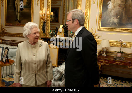 Britain's Queen Elizabeth II meets Australian Prime Minister Kevin Rudd at Windsor Castle, Windsor. Stock Photo