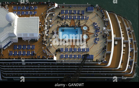 Southampton Docks Feature. Cunard's Queen Victoria in port at Southampton Docks Stock Photo