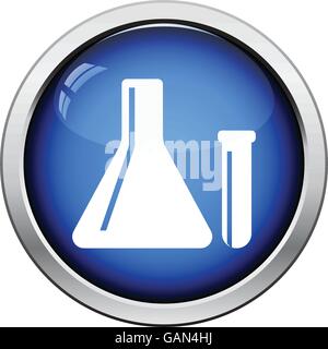 Icon of  Chemical bulbs. Glossy button design. Vector illustration. Stock Vector