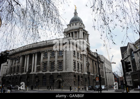 A general view of the Central Criminal Court, Old Bailey. The Old Baily was built on the site of one of London's most infamous places, the prison of Newgate. Stock Photo