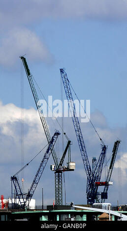 Cranes over central London as more than 100 construction firms were today accused of 'bid-rigging' by competition watchdogs after one of the biggest ever investigations by the Office of Fair Trading (OFT). Stock Photo