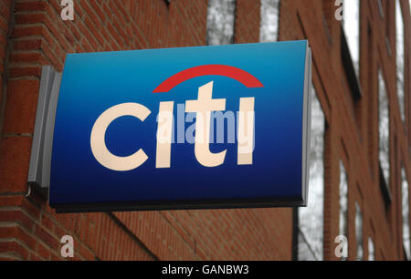 A Citibank branch in central London as Citigroup raised the spectre of job cuts after taking a fresh blow from the global financial crisis. Stock Photo