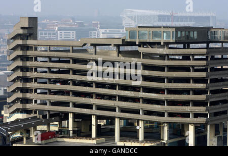 The Trinity Square multi-storey car park at Gateshead, made famous when it featured in a scene in the 1971, Michael Caine, gangster film Get Carter. Stock Photo