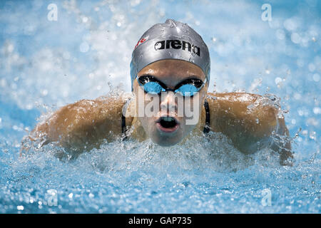 South Africa's Lize Mari Retief competes in the 6th Women's 100 metres butterfly heat during the FINA World Short Course Championships at the MEN Arena, Manchester. Stock Photo