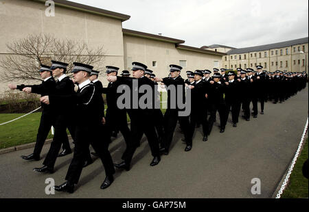 Some new recruits during their passing out parade at Tulliallan police college, Scotland. Stock Photo