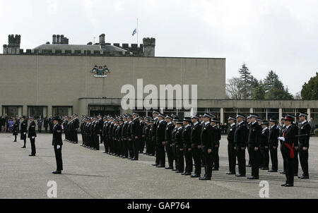 Some new recruits during their passing out parade at Tulliallan police college, Scotland. Stock Photo