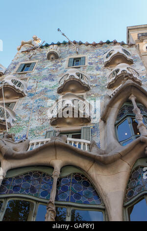 Casa Batllo in Barcelona, Spain. The sun-shaped overhead lamp and ...