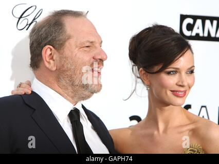 Harvey Weinstein and Georgina Chapman arrive for the amfAR Gala during the 61st Cannes Film Festival in Cannes, France. Stock Photo