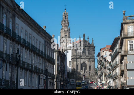 the igreja dos Clerigos in Ribeira in the city centre of Porto in Porugal in Europe. Stock Photo