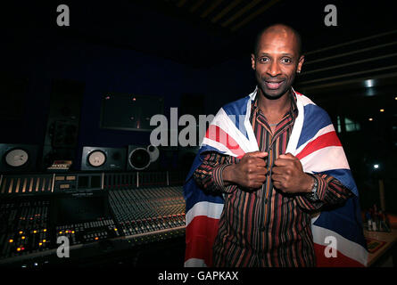 Abraham prepares for Eurovision performance. Andy Abraham in a west London recording studio as he prepares his UK Eurovision entry. Stock Photo