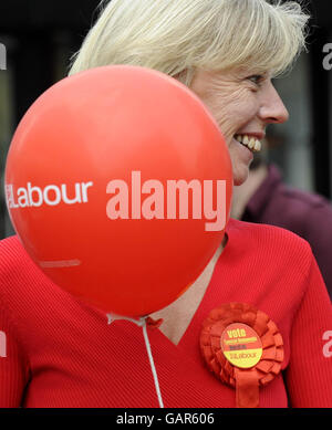 Labour Party candidate Tamsin Dunwoody meets prospective voters in Crewe, ahead of tomorrow's by-election. Stock Photo