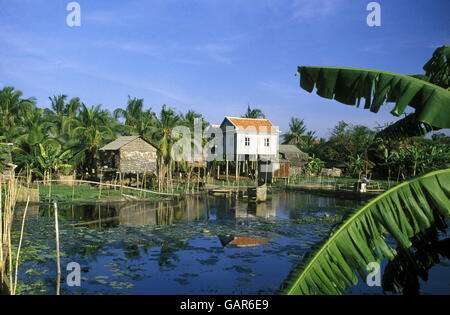 a Farmer village outside of the city of phnom penh in cambodia in southeastasia. Stock Photo