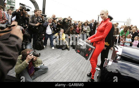 Model Tuuli Shipster (who is featured on the book jacket) during the launch of the new James Bond novel 'Devil May Care' - published for the centenary of Ian Fleming's birth - in Southwark, London. Stock Photo