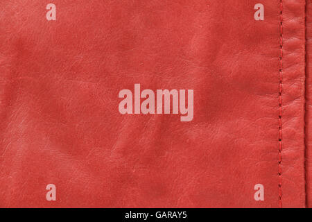 red leather texture with seam Stock Photo