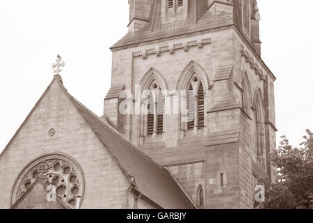 Cathedral Church of Saint Barnabas, Nottingham, England, UK in Black and White Sepia Tone Stock Photo