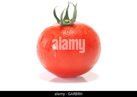 Japanese small tomato close up with drop Stock Photo