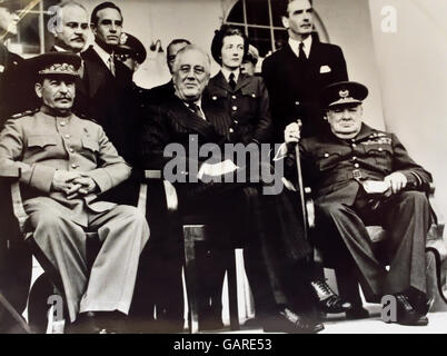 The Tehran Conference (codenamed Eureka) was a strategy meeting of Joseph Stalin, Franklin D. Roosevelt, and Winston Churchill from 28 November to 1 December 1943. It was held in the Soviet Union's embassy in Tehran, Iran. Stock Photo