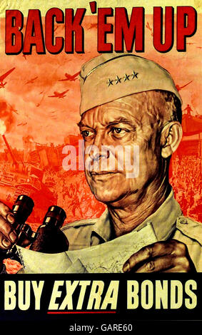 Back 'em Up Buy Extra Bonds Second World War 2  1940-1945 United states of America USA poster billboard US Army Stock Photo