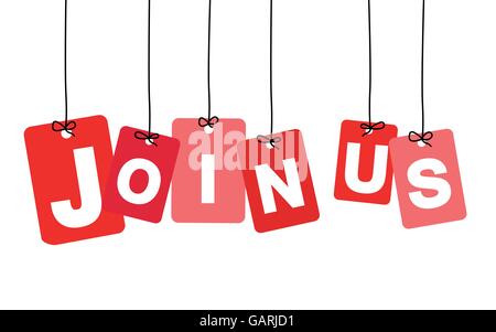Vector colorful hanging cardboard. Tags - join us Stock Vector