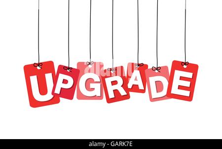 Vector colorful hanging cardboard. Tags - upgrade Stock Vector