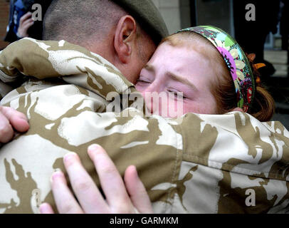 1st Battalion troops return from Iraq Stock Photo