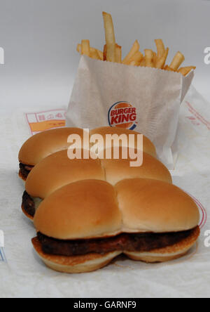 The BK Angus 6 pack burger and fries made by Burger King. Fast food stock. Stock Photo