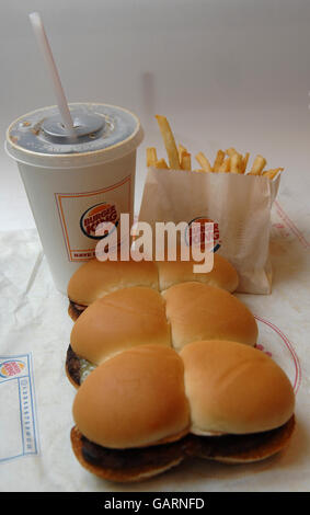 The BK Angus 6 pack burger, fries and medium Coca-Cola soft drink made by Burger King. Fast food stock. Stock Photo