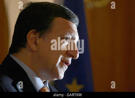 President of the European Commission Jose Manuel Barroso during a joint press conference with Britain's Prime Minister Gordon Brown at number 10, Downing Street, London. Stock Photo