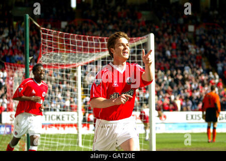 Charlton Athletic's Scott Parker celebrates scoring the opening goal against Southampton Stock Photo