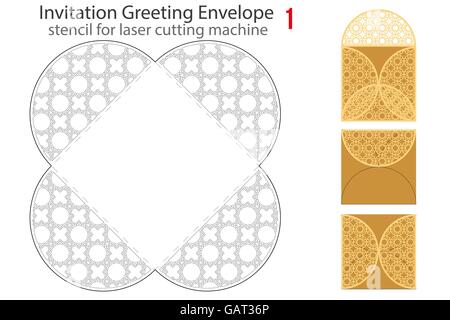 Rounded Envelope template For Laser cut Stock Vector